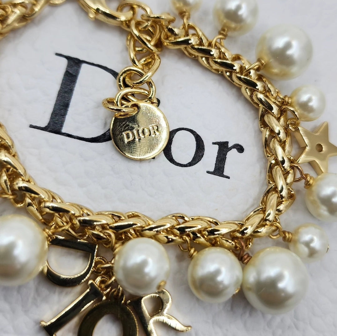 Dior Pearl Letter Necklace