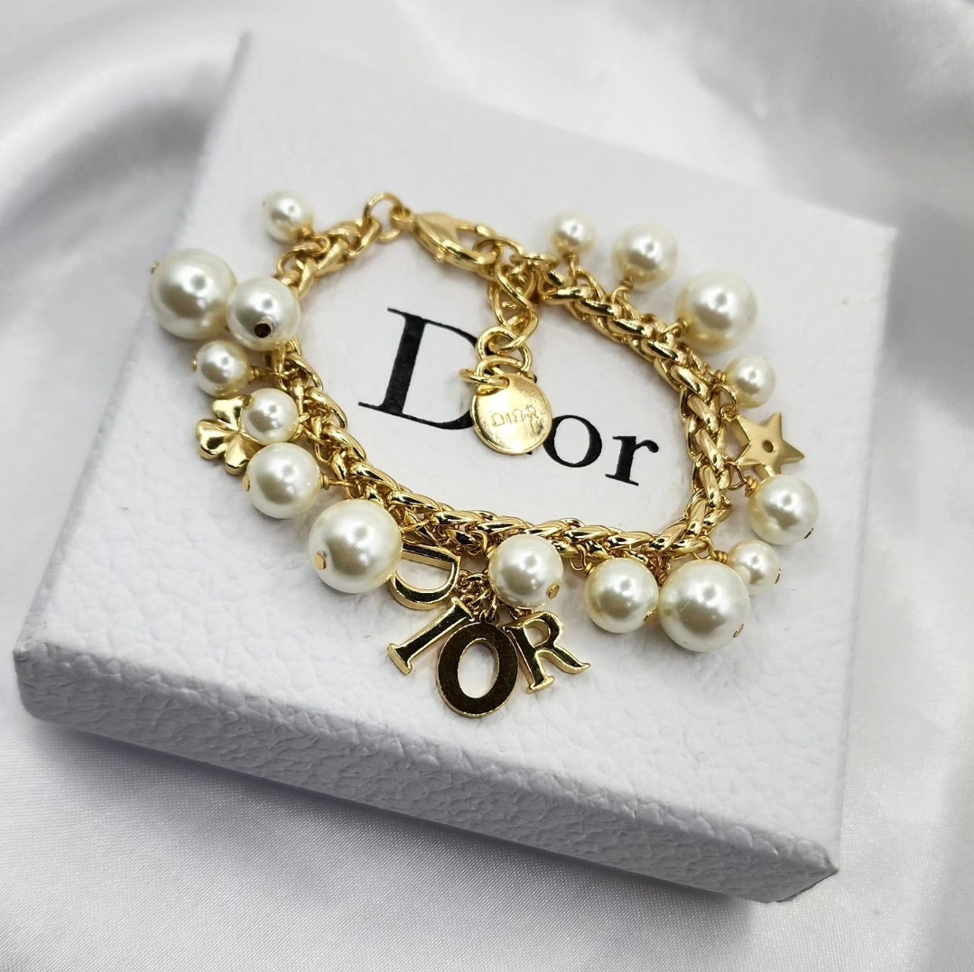 Dior Pearl Letter Necklace